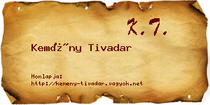 Kemény Tivadar névjegykártya