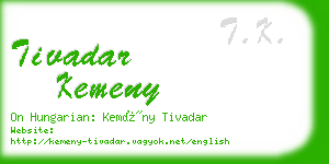 tivadar kemeny business card